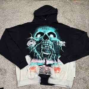 Darc Sport Through Our Eyes Vtg Tie Dye Wolf Gray Hoodie Size Large *Flawed